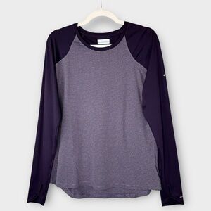 Columbia Women's Purple Omni-Wick Long Sleeve Top XL Striped Raglan Active Tee